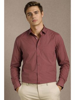 Louis Philippe - Men Pink Print Full Sleeves Formal Shirt