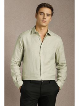 Louis Philippe - Men Green Solid Full Sleeves Formal Shirt