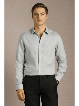 Louis Philippe - Men Grey Solid Full Sleeves Formal Shirt