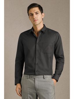 Louis Philippe - Men Black Solid Full Sleeves Formal Shirt