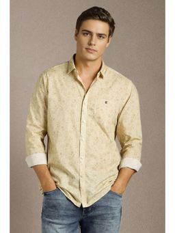 Louis Philippe - Men Beige Print Full Sleeves Casual Shirt