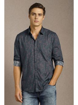 Louis Philippe - Men Green Print Full Sleeves Casual Shirt