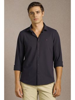 Louis Philippe - Men Black Solid Full Sleeves Casual Shirt