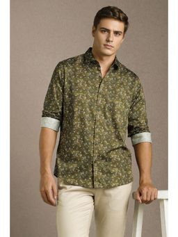 Louis Philippe - Men Olive Print Full Sleeves Casual Shirt