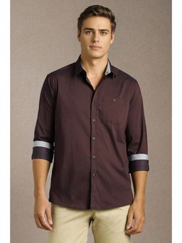 Louis Philippe - Men Purple Stripe Full Sleeves Casual Shirt