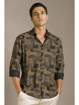 Louis Philippe - Men Black Print Full Sleeves Casual Shirt