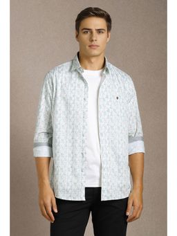 Louis Philippe - Men White Print Full Sleeves Casual Shirt