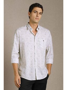 Louis Philippe - Men White Print Full Sleeves Casual Shirt