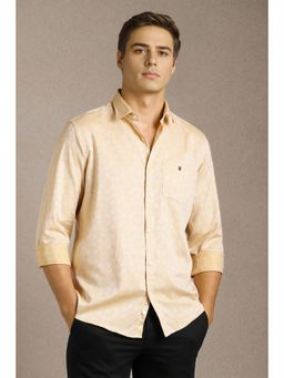 Louis Philippe - Men Beige Print Full Sleeves Casual Shirt