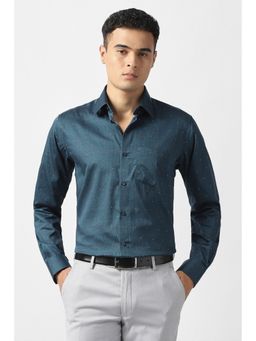 Van Heusen - Men Men Teal Print Full Sleeves Shirt