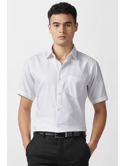 Van Heusen - Men Men White Textured Half Sleeves Formal Shirt