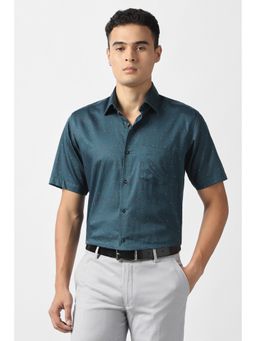 Van Heusen - Men Men Teal Print Half Sleeves Shirt