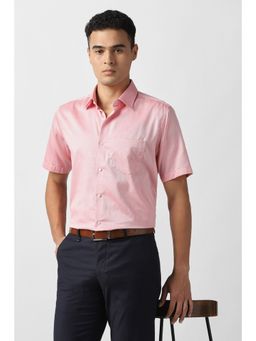 Van Heusen - Men Men Pink Textured Half Sleeves Formal Shirt