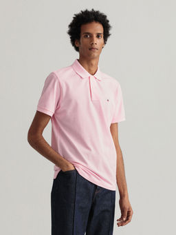 GANT - Men Pink Solid Regular Fit Polo T-Shirt