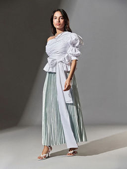 TheRealB - Texture Pleated Satin Skirt