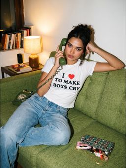 Uptownie - Womens White Slogan Print T-Shirt