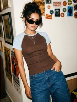 Uptownie - Cotton Lycra Contrast Raglan T-Shirt