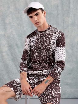 The Indian Garage Co - Brown Printed Regular Fit Sweatshirt and Shorts (Set of 2)