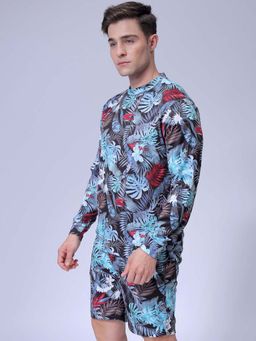 The Indian Garage Co - Black Printed Regular Fit Sweatshirt and Shorts (Set of 2)