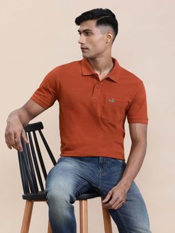Crocodile - Brown Solid/Plain Slim Fit Polo T-Shirt