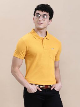 Crocodile - Mustard Solid/Plain Slim Fit Polo T-Shirt