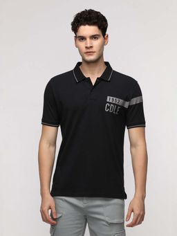 Crocodile - Black Solid/Plain Slim Fit Polo T-Shirt