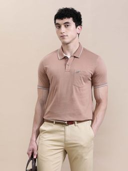 Crocodile - Brown Solid/Plain Regular Fit Polo T-Shirt