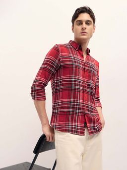 The Bear House - Red Checks Slim Fit Shirt
