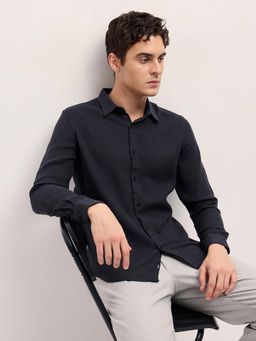 The Bear House - Black Solid/Plain Slim Fit Shirt