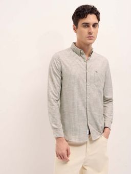 The Bear House - Beige Stripes Slim Fit Shirt