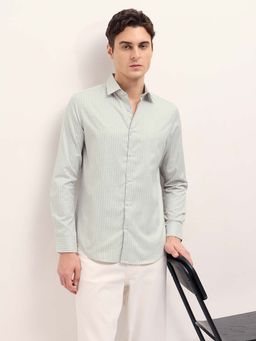 The Bear House - Green Stripes Regular Fit Shirt