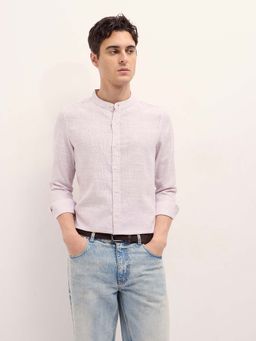 The Bear House - Pink Solid/Plain Slim Fit Shirt