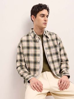 The Bear House - Olive Checks Relaxed Fit Shirt