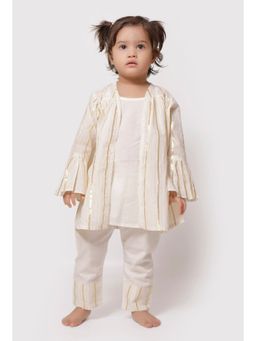 Tjori - Fawn White Gold Slip With Cape And Pajama (Set of 3)