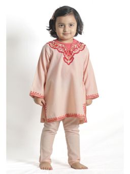 Tjori - Peach Pink Pure Woollen Phiran Set (Set of 2)