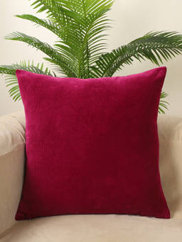 Jamio FIrati - Corduroy Cushion Cover, Magenta Square Throw Pillow Cover for Sofa