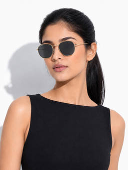 ROYAL SON - Men Women Polygon Sunglasses Black Lens (Medium)-CHI00108-C6