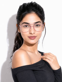 ROYAL SON - Aviator Transparent Pink Eye Glasses for Men Women SF0060-C5
