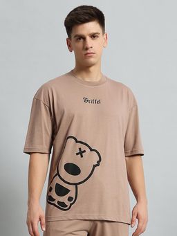 Griffel - Men Teddy Print Camel T-Shirt