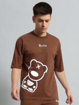 Griffel - Men Teddy Print Coffee T-Shirt