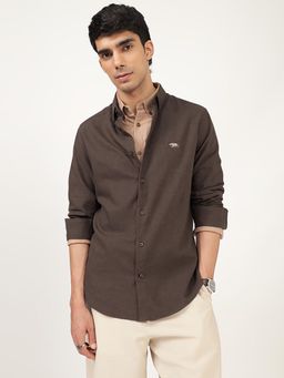 Andamen - Semi Casual Mens Brown Slim Shirt
