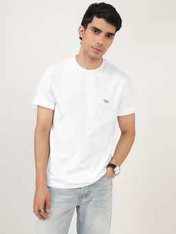 Andamen - Regular Fit Casual Mens White Round Neck T-Shirt