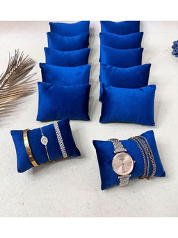 La Trove - Luxury Blue Velvet Watch Organizer Pillows (Pack of 12)