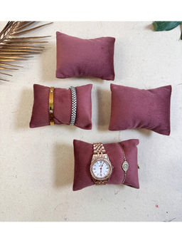 La Trove - Luxury Maroon Velvet Watch Organizer Pillows (Pack of 4)