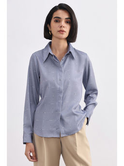 Allen Solly - Women Light Blue Print Long Sleeves Shirt