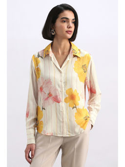 Allen Solly - Women Cream Print Long Sleeves Shirt
