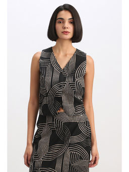 Allen Solly - Women Black Print Casual Waistcoat