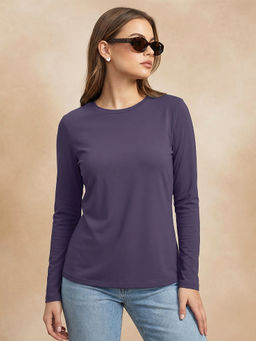 JUNEBERRY - Women's Lavender Plain Full Sleeve T-Shirt
