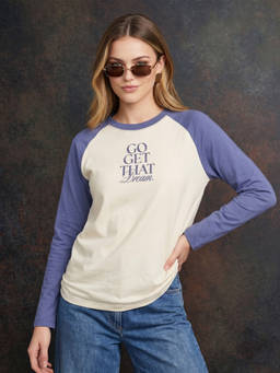 JUNEBERRY - Women's Go Get That Printed Raglan Sleeve T-Shirt