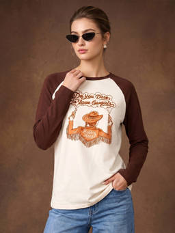 JUNEBERRY - Women's Do You Dare Printed Raglan Sleeve T-Shirt